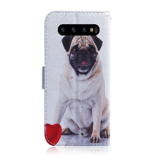 Pug Pattern Coloured Drawing Horizontal Flip Leather Case for Galaxy S10, with Holder & Card Slots & Wallet