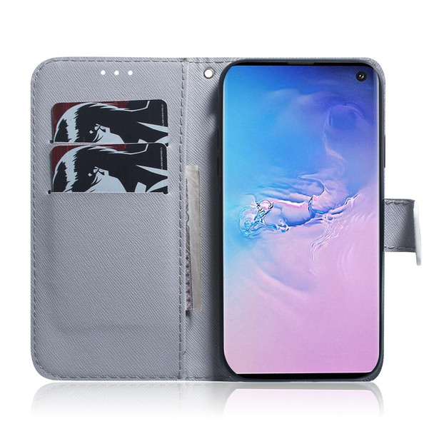 Apricot Flower Pattern Coloured Drawing Horizontal Flip Leatherette Case for Galaxy S10, with Holder & Card Slots & Wallet