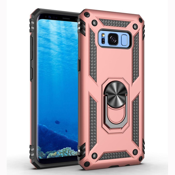 Armor Shockproof TPU + PC Protective Case for Galaxy S8 Plus, with 360 Degree Rotation Holder(Rose Gold)