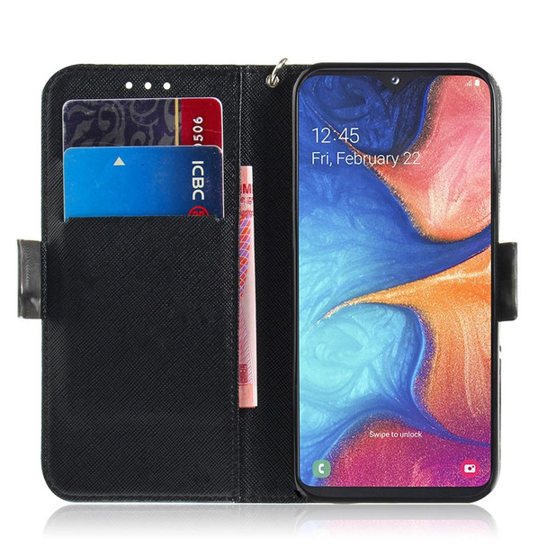 3D Colored Drawing Hug Cat Pattern Horizontal Flip Leatherette Case for Galaxy A20e, with Holder & Card Slots & Wallet