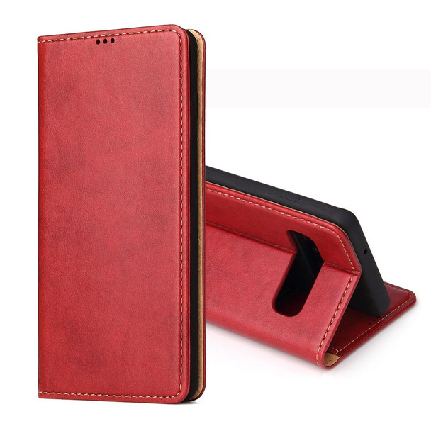Dermis Texture PU Horizontal Flip Leatherette Case for Galaxy S10 Plus, with Holder & Card Slots & Wallet(Red)