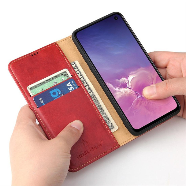 Dermis Texture PU Horizontal Flip Leatherette Case for Galaxy S10 E, with Holder & Card Slots & Wallet(Red)