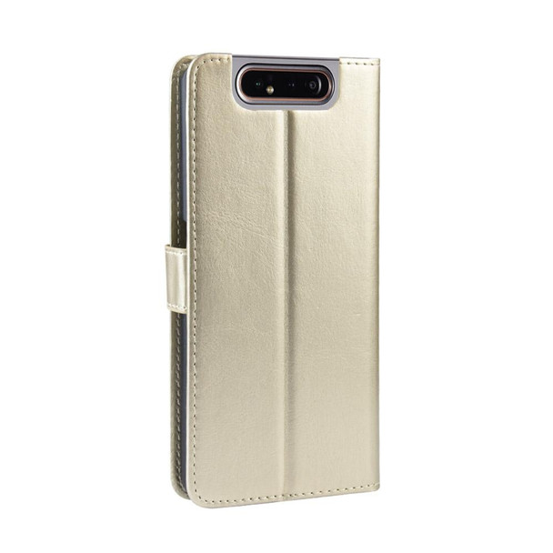 Retro Crazy Horse Texture Horizontal Flip Leather Case for Galaxy A80 / A90, with Holder & Card Slots & Photo Frame(Gold)