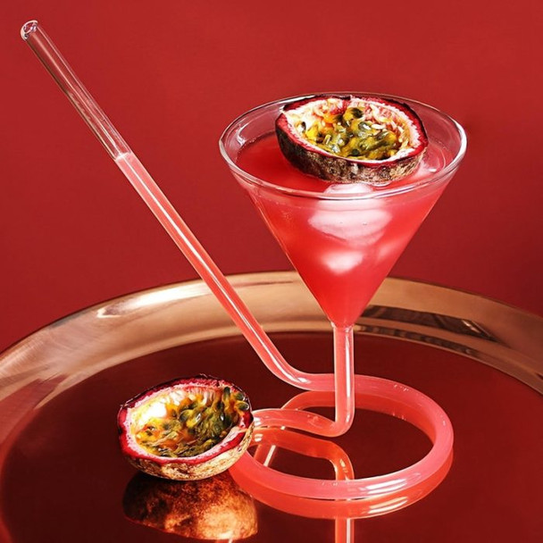 Elegant Cocktail Glass with  Spiral Straw