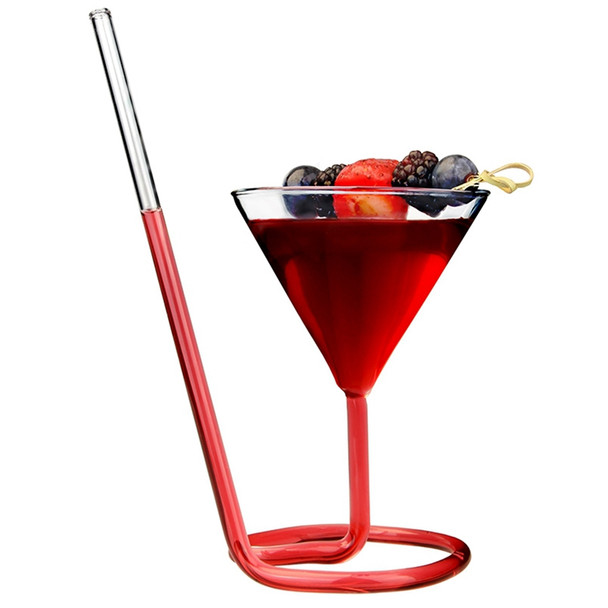 Elegant Cocktail Glass with  Spiral Straw