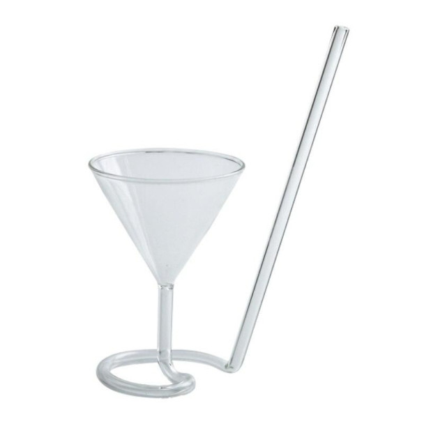 Elegant Cocktail Glass with  Spiral Straw