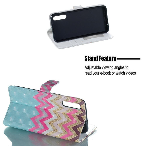 Color Wave 3D Pattern Horizontal Flip Leatherette Case for Galaxy A50, with Holder & Card Slots & Photo Frame & Wallet