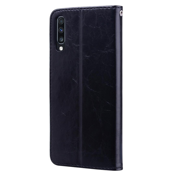 Business Style Oil Wax Texture Horizontal Flip Leatherette Case for Galaxy A70, with Holder & Card Slots & Wallet (Black)