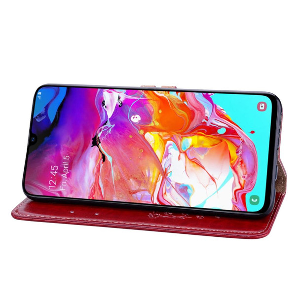 Business Style Oil Wax Texture Horizontal Flip Leatherette Case for Galaxy A70, with Holder & Card Slots & Wallet (Red)