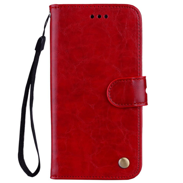 Business Style Oil Wax Texture Horizontal Flip Leatherette Case for Galaxy M20, with Holder & Card Slots & Wallet (Red)