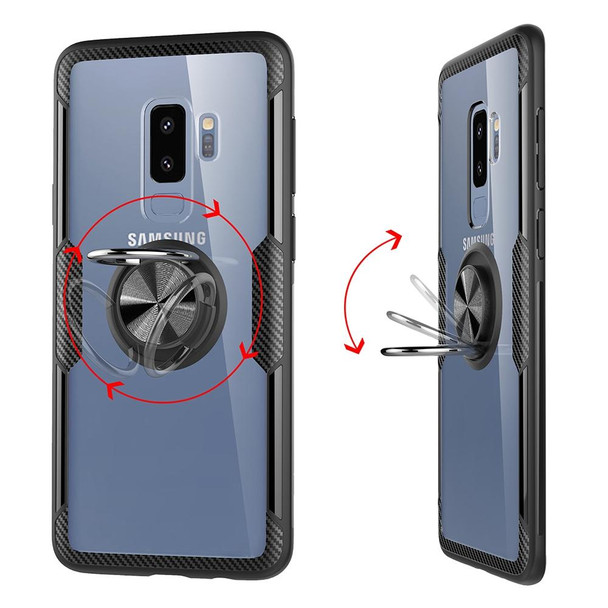 Scratchproof TPU + Acrylic Ring Bracket Protective Case for Galaxy S9 Plus(Navy Blue)