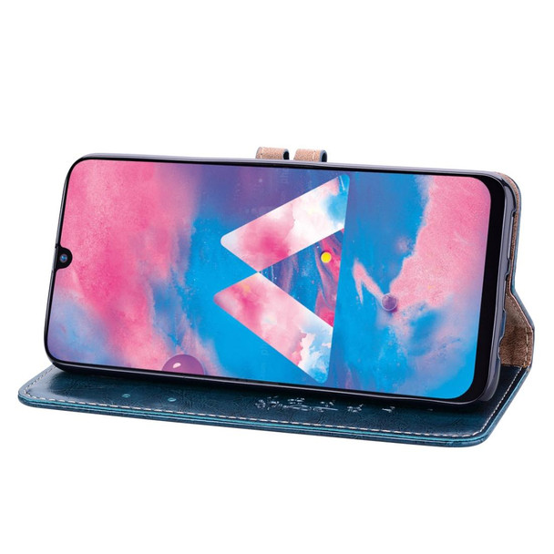 Business Style Oil Wax Texture Horizontal Flip Leatherette Case for Galaxy M30, with Holder & Card Slots & Wallet (Blue)