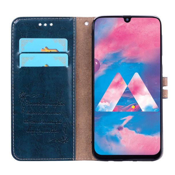 Business Style Oil Wax Texture Horizontal Flip Leatherette Case for Galaxy M30, with Holder & Card Slots & Wallet (Blue)