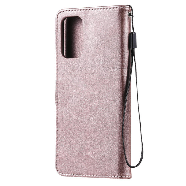 OPPO A93 5G / A54 5G / A74 5G Solid Color Horizontal Flip Protective Leather Case with Holder & Card Slots & Wallet & Photo Frame & Lanyard(Rose Gold)