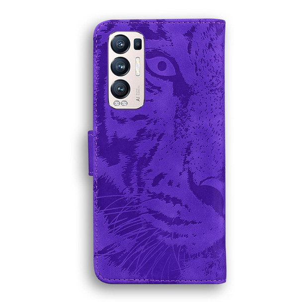 OPPO Find X3 Neo / Reno5 Pro+ 5G Tiger Embossing Pattern Horizontal Flip Leather Case with Holder & Card Slots & Wallet(Purple)