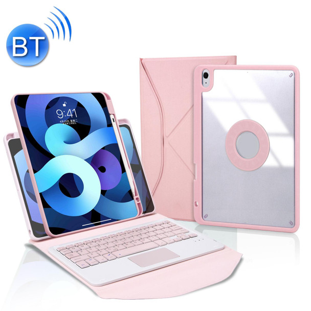 Z098B-A Pen Slot Touchpad Bluetooth Keyboard Leather Tablet Case - iPad Air 10.9 2022/2020(Pink)