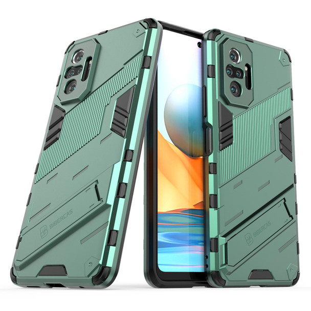 Xiaomi Redmi Note 10 Pro Punk Armor 2 in 1 PC + TPU Shockproof Case with Invisible Holder(Green)