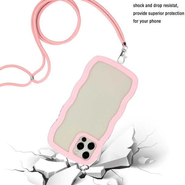 Lanyard Candy Color Wave TPU Clear PC Phone Case - iPhone 12 Pro Max(Pink)