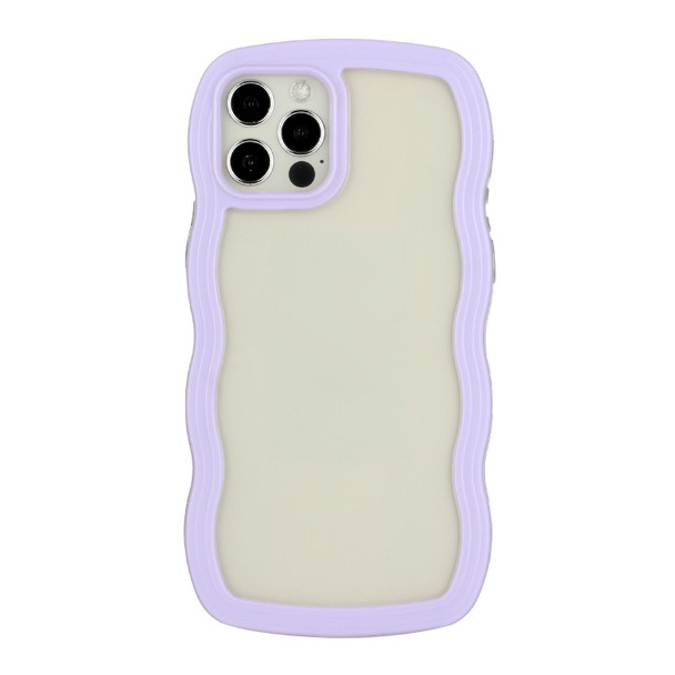 Candy Color Wave TPU Clear PC Phone Case - iPhone 12 Pro Max(Purple)