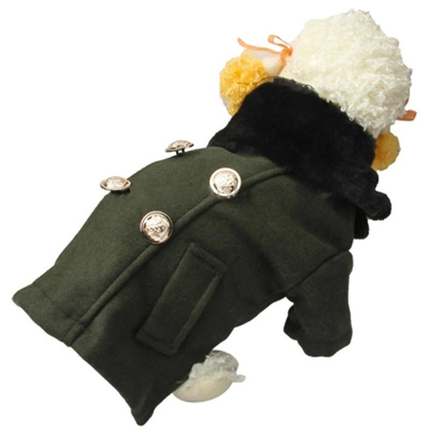 Gorgeous Woolen Cloth with Fur Collar Dog Coat Pet Clothes, Size: S(Deep Green)