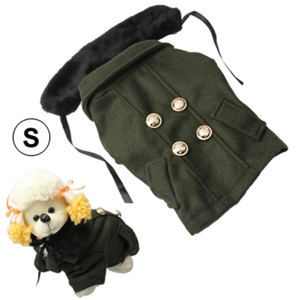 Gorgeous Woolen Cloth with Fur Collar Dog Coat Pet Clothes, Size: S(Deep Green)