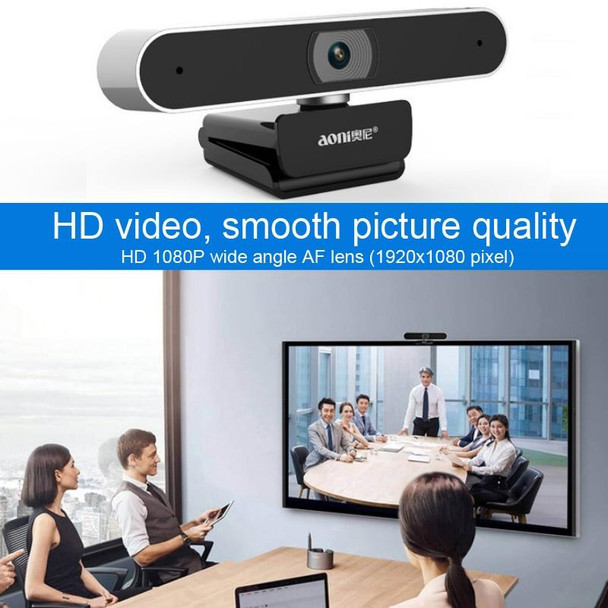 Aoni A30 Beauty FHD 1080P Smart IPTV WebCam Teleconference Teaching Live Broadcast Computer Camera with Microphone (Black)
