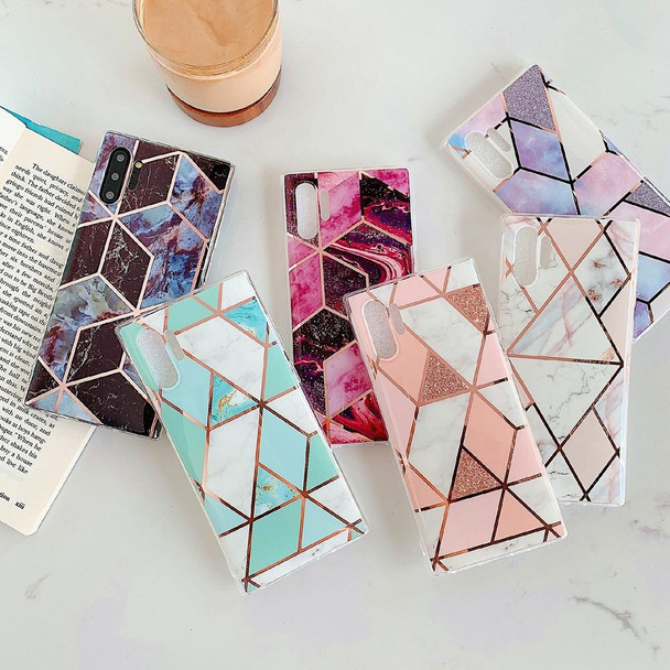 Galaxy Note 10 Pro Plating Colorful Geometric Pattern Mosaic Marble TPU Mobile Phone Case(Green PJ2)