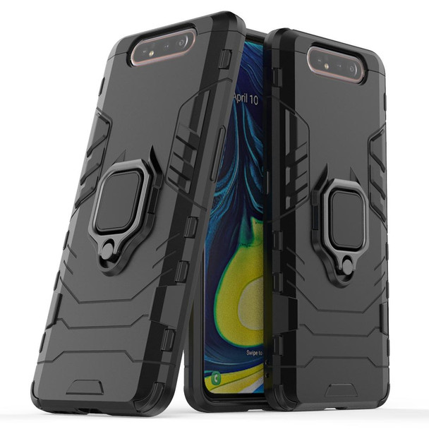 PC + TPU Shockproof Protective Case for Galaxy A80 / A90, with Magnetic Ring Holder (Black)