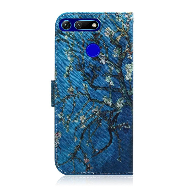 Apricot Flower Pattern Coloured Drawing Horizontal Flip Leatherette Case for Huawei Honor View 20, with Holder & Card Slots & Wallet