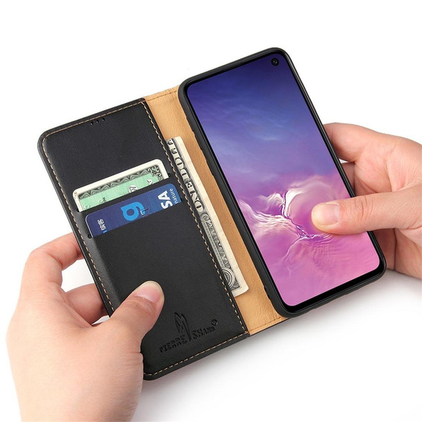 Dermis Texture PU Horizontal Flip Leatherette Case for Galaxy S10 E, with Holder & Card Slots & Wallet(Black)