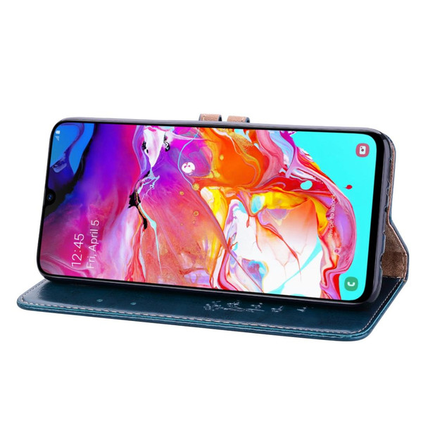 Business Style Oil Wax Texture Horizontal Flip Leatherette Case for Galaxy A70, with Holder & Card Slots & Wallet (Blue)