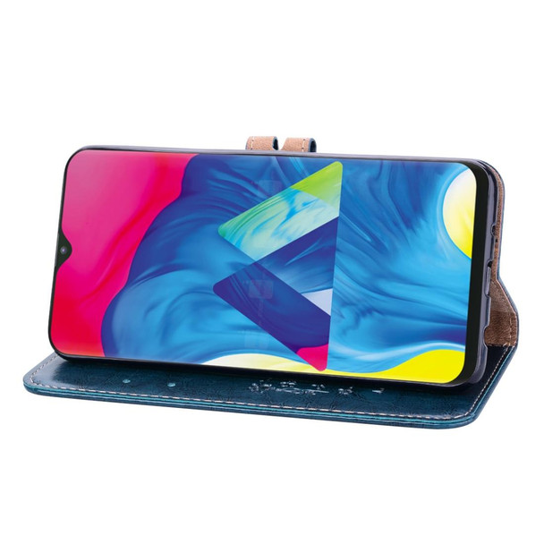 Business Style Oil Wax Texture Horizontal Flip Leatherette Case for Galaxy M10, with Holder & Card Slots & Wallet (Blue)