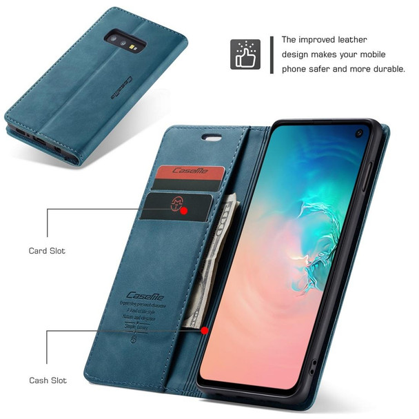CaseMe-013 Multifunctional Retro Frosted Horizontal Flip Leatherette Case for Galaxy S10 E, with Card Slot & Holder & Wallet (Blue)