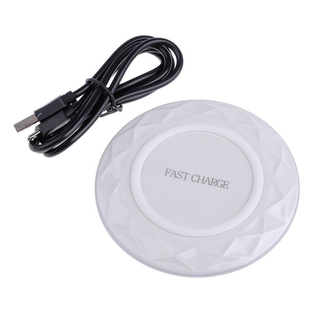 DC5V Input Diamond Qi Standard Fast Charging Wireless Charger, Cable Length: 1m(White)