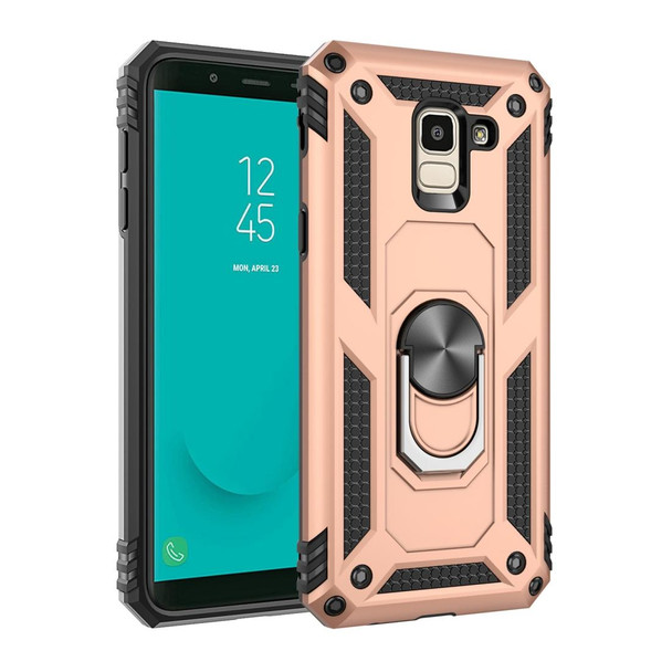 Armor Shockproof TPU + PC Protective Case for Galaxy J6 (2018), with 360 Degree Rotation Holder(Gold)