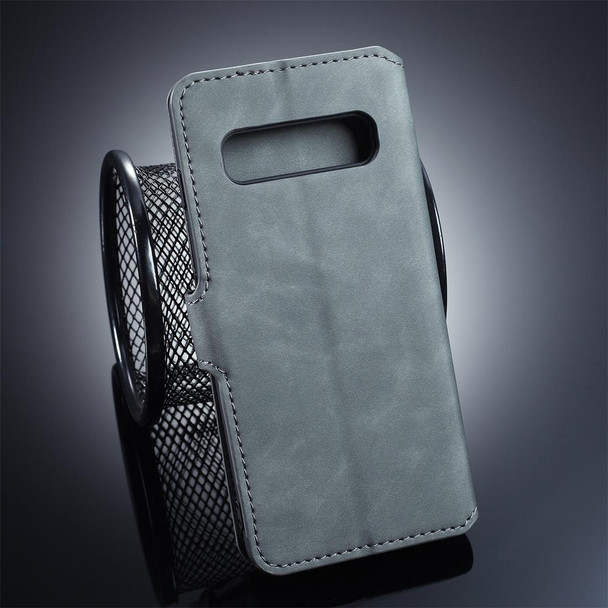 DG.MING Retro Oil Side Horizontal Flip Case for Galaxy S10, with Holder & Card Slots & Wallet (Grey)