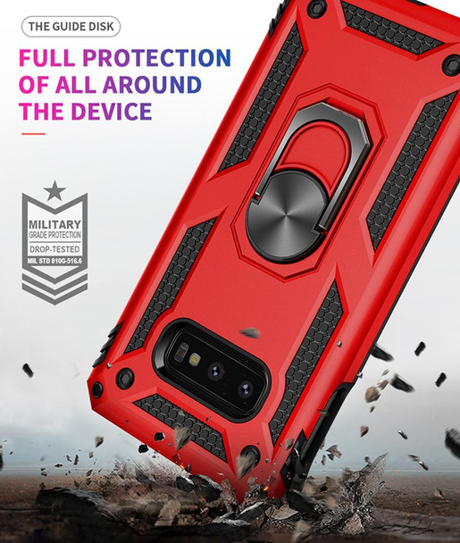 Sergeant Armor Shockproof TPU + PC Protective Case for Galaxy S10e, with 360 Degree Rotation Holder(Blue)