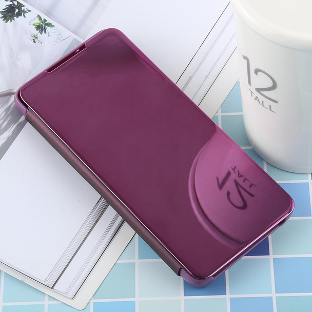 PU Electroplating Mirror Horizontal Flip Leather Case for Galaxy S10 Plus, with Holder(Purple)