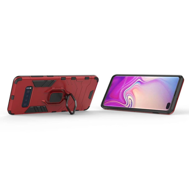 PC + TPU Shockproof Protective Case for Samsung Galaxy S10 Plus, with Magnetic Ring Holder(Red)