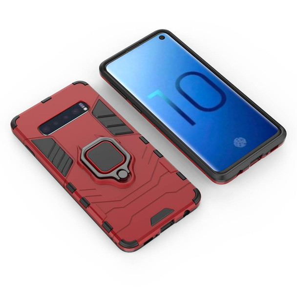 PC + TPU Shockproof Protective Case for Samsung Galaxy S10, with Magnetic Ring Holder(Red)