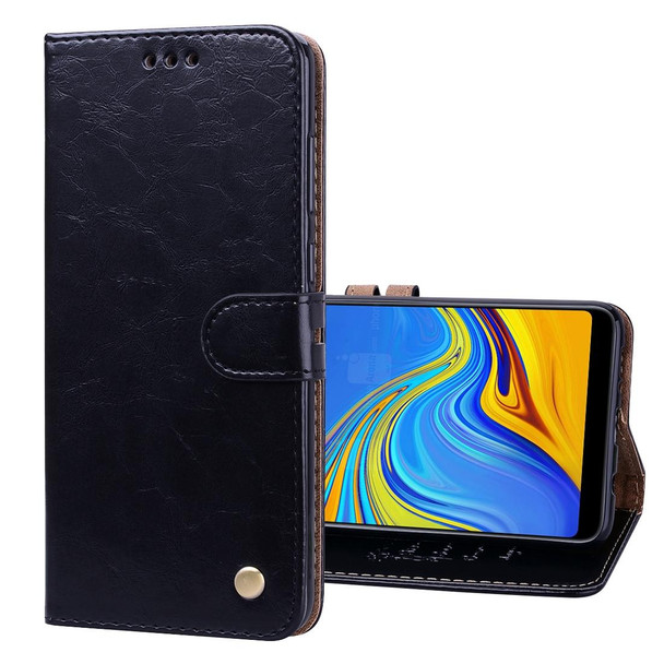 Business Style Oil Wax Texture Horizontal Flip Leatherette Case for Samsung Galaxy A9 (2018) / A9s, with Holder & Card Slots & Wallet c(Black)