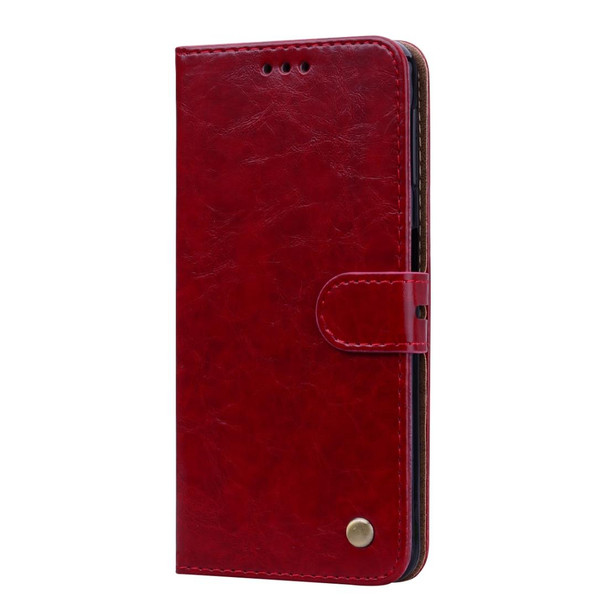 Business Style Oil Wax Texture Horizontal Flip Leatherette Case for Galaxy A7 (2018) , with Holder & Card Slots & Wallet(Red)