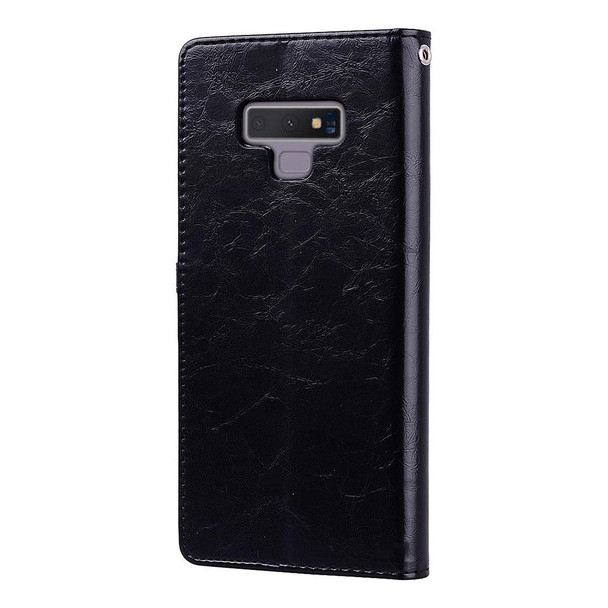 Business Style Oil Wax Texture Horizontal Flip Leatherette Case, with Holder & Card Slots & Wallet - Galaxy Note9(Black)