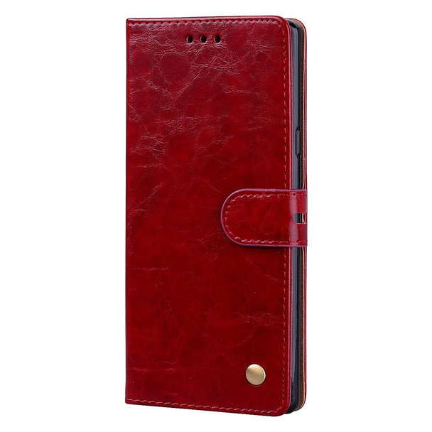 Business Style Oil Wax Texture Horizontal Flip Leatherette Case, with Holder & Card Slots & Wallet - Galaxy Note9(Red)