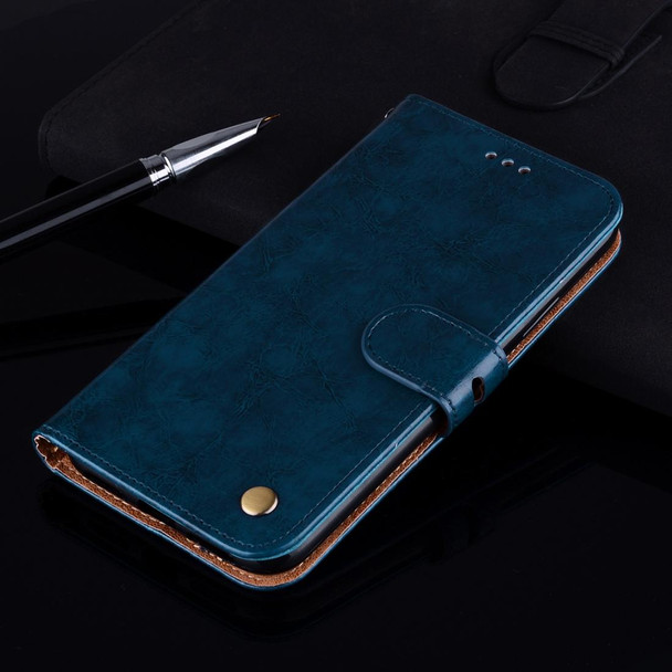Business Style Oil Wax Texture Horizontal Flip Leatherette Case for Galaxy A6 (2018), with Holder & Card Slots & Wallet (Blue)