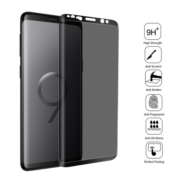 Galaxy S9+ 0.3mm 9H Surface Hardness 3D Privacy Anti-glare Tempered Glass Protective Film (Black)