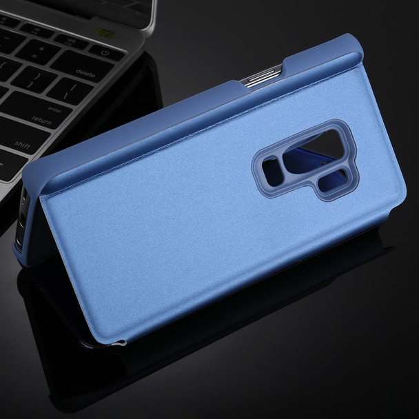 Galaxy S9+ Electroplating Mirror Horizontal Flip Leather Case with Holder (Blue)