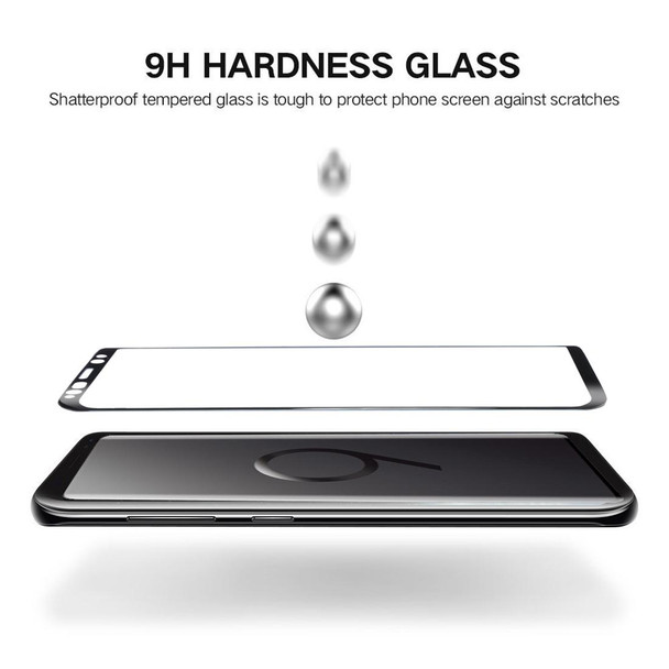 Galaxy S9 0.33mm 9H Surface Hardness 3D Curved Edge Anti-scratch Full Screen HD Fully Adhesive Glass Screen Protector (Black)