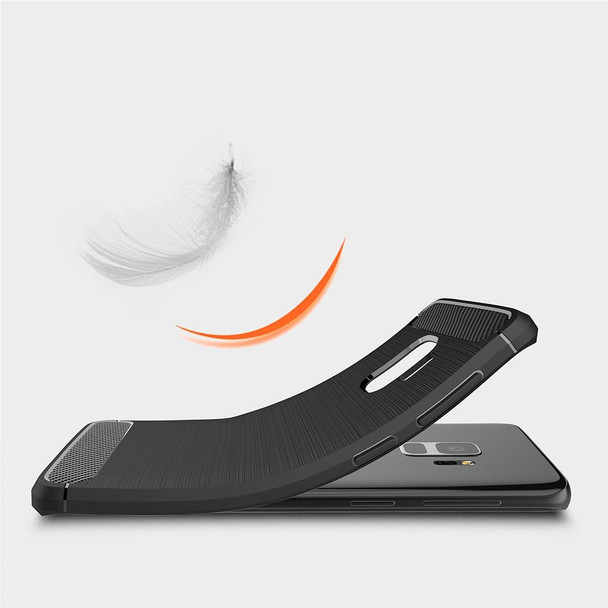 Galaxy S9 Brushed Carbon Fiber Texture Soft TPU Anti-skip Protective Cover Back Case(Black)