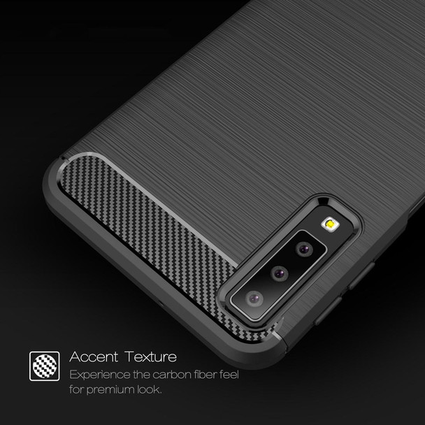 Galaxy A7 (2018) / A750 Brushed Carbon Fiber Texture TPU Shockproof Anti-slip Soft Protective Back Cover Case(Black)